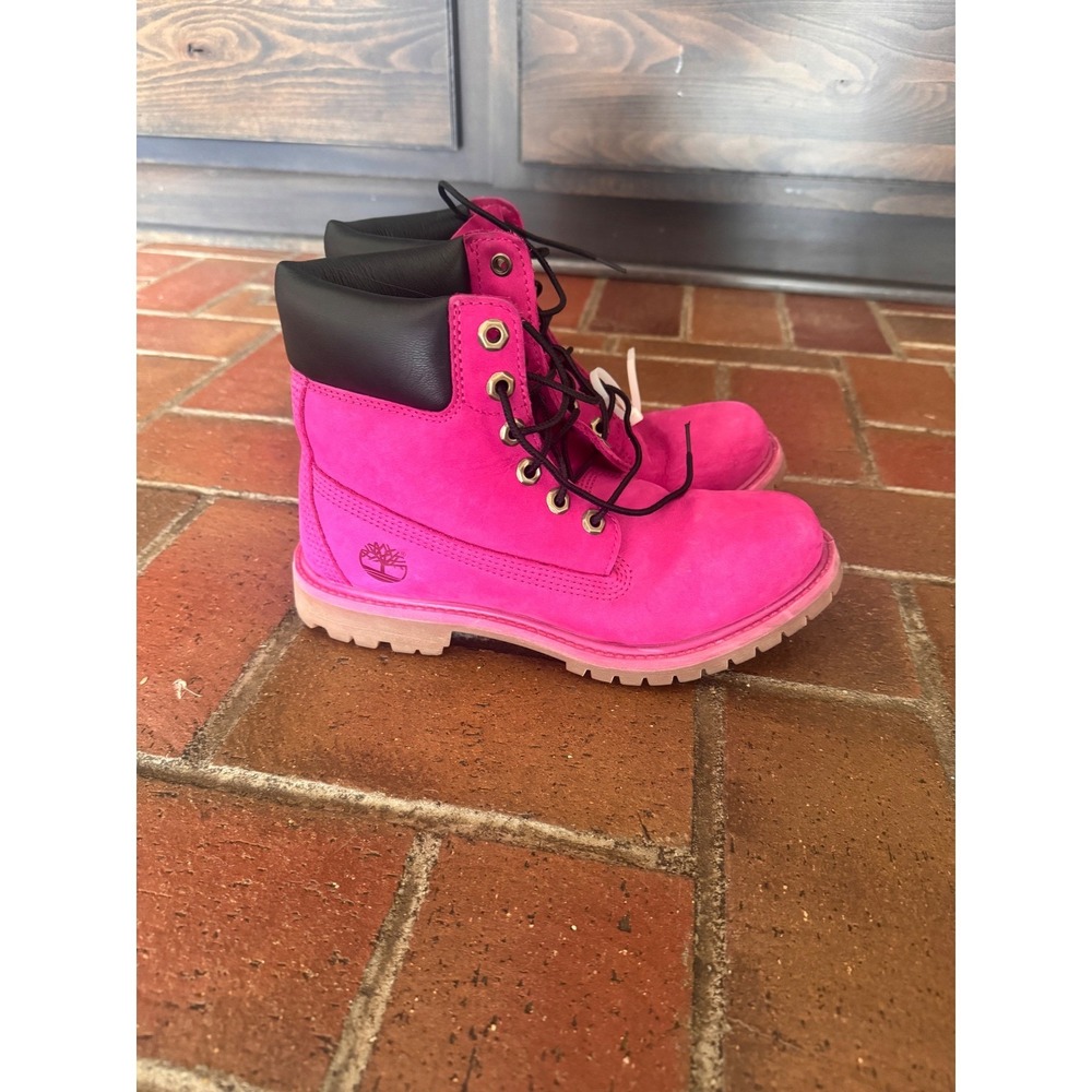 Timberland 6 Inch Premium Waterproof Boots Fuchsia Pink Nubuck A5SQU Womens 7